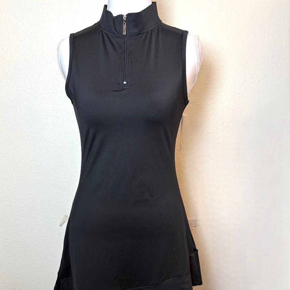 Black‎ Tennis Dress Women's XS Sleeveless Quarter Zip Athletic Mock Neck Golf